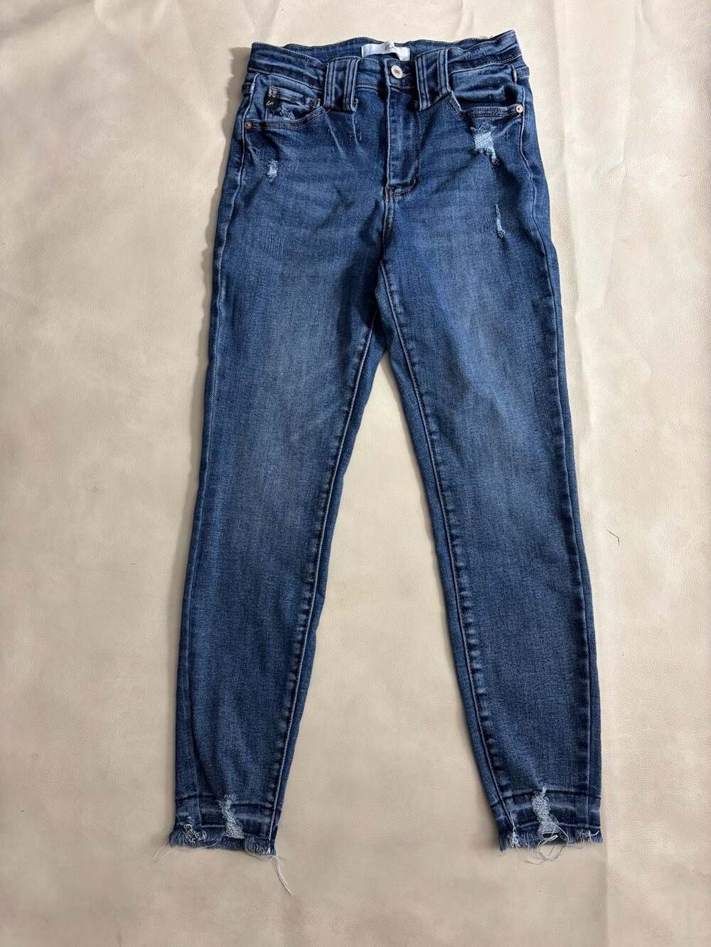 KanCan Distressed Skinny Jeans Size 3/25 Blue Denim Raw Hem